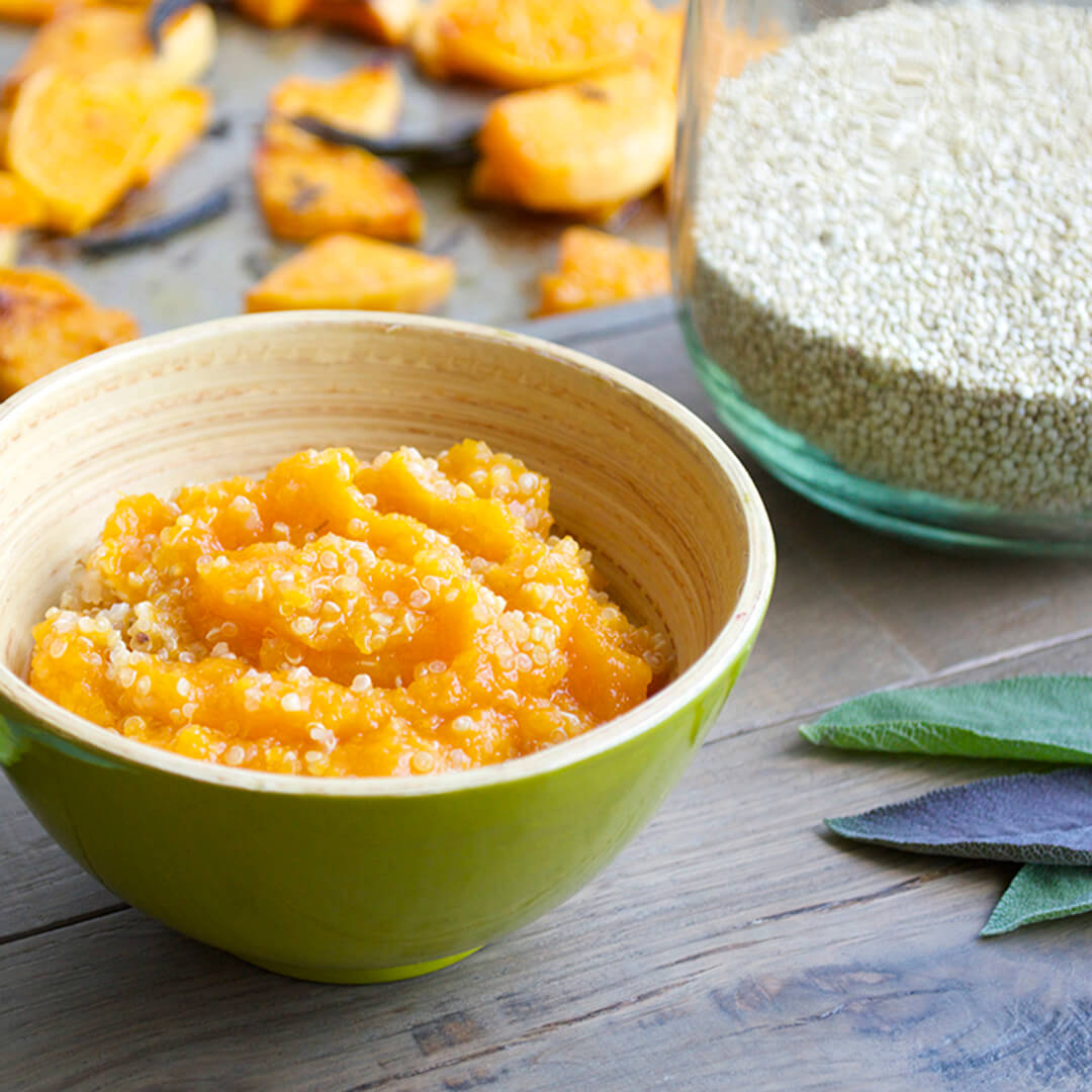 Butternut squash puree in a small bowl