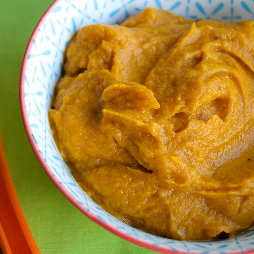 Butternut Squash, Sweet Potato & Carrot Puree in a bowl