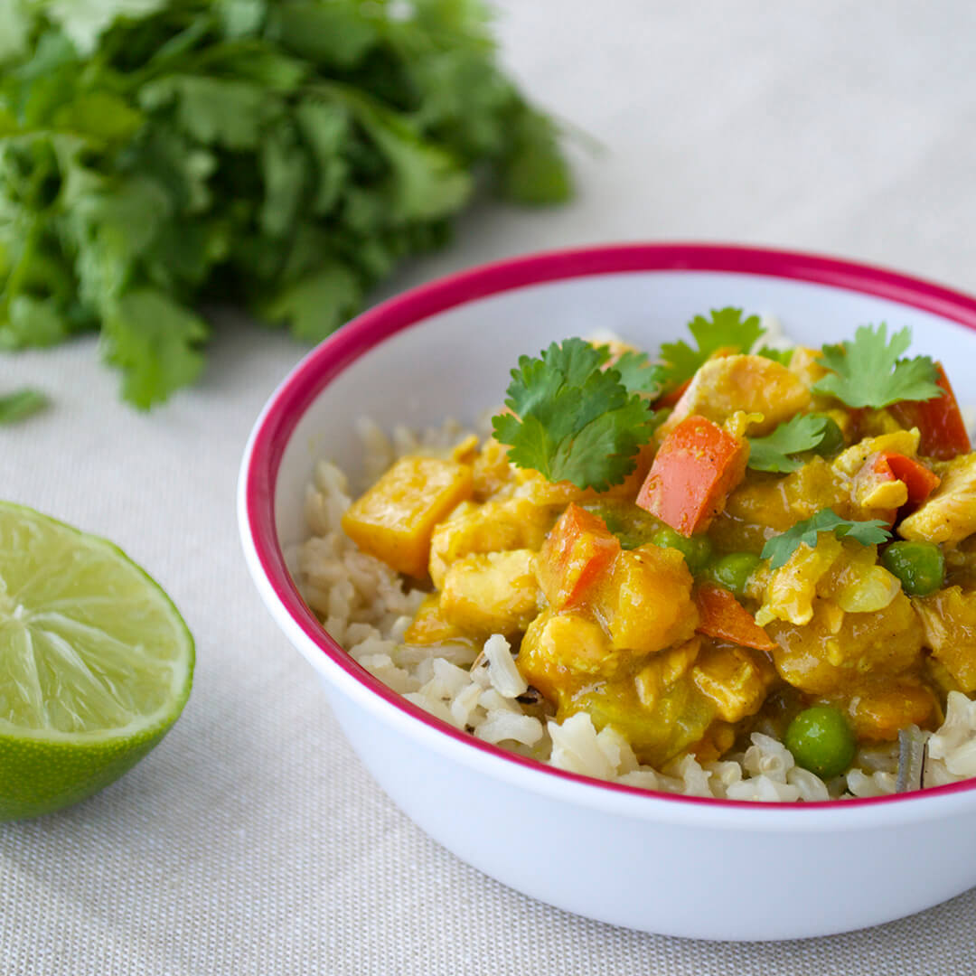 A bowl of Salmon & Butternut Squash Baby Curry