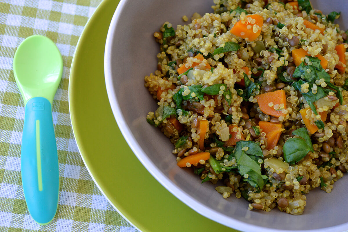 A bowl of Quinoa, Lentil & Veg One Pot